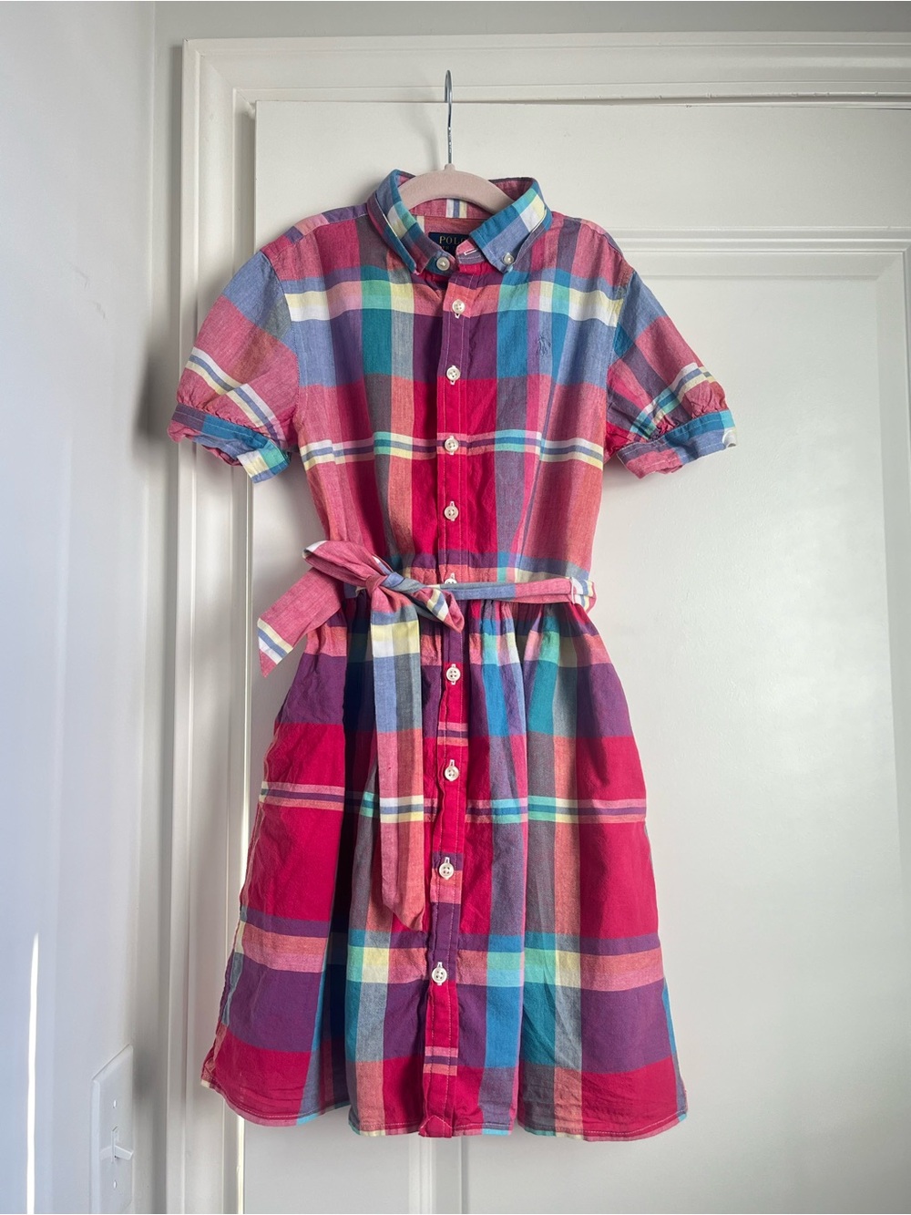 Polo Ralph Lauren Plaid dress girls size 10 fits like 7